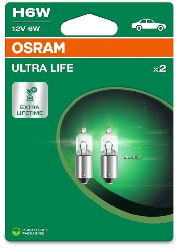 Autóizzó Osram Ultralife H6W, 12 V, 6 W, BAX9s, 2 db