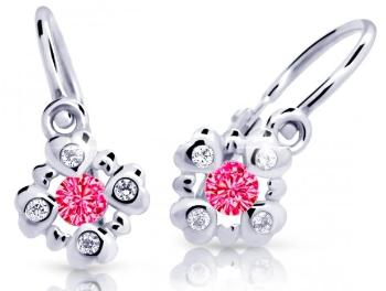 Cutie Jewellery Třpytivé dětské náušnice z bílého zlata C2253-10-X-2 fuchsiová