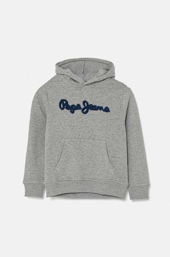 Dětská mikina Pepe Jeans NEW LAMONTY HOODIE šedá barva, s kapucí, melanžová, PB581614