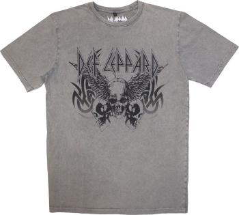 Def Leppard Tričko Tribal Skull Stone Wash Unisex Grey M