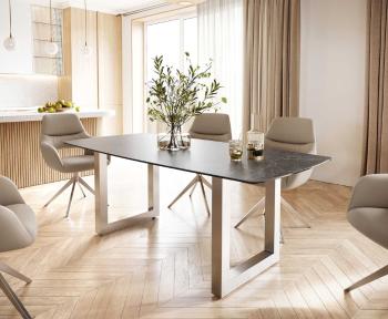 Jídelní stůl Edge 200x100 cm keramika zaoblená Laminam® Nero