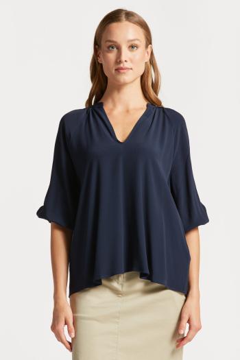 KOŠILE GANT V-NECK BLOUSE EVENING BLUE