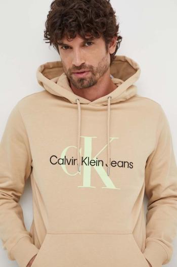 Bavlněná mikina Calvin Klein Jeans pánská, černá barva, s kapucí, s potiskem, J30J320805