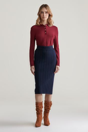 SUKNĚ GANT WIDE RIBBED WOOL SKIRT EVENING BLUE