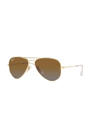 Dětské sluneční brýle Ray-Ban Junior Aviator hnědá barva, 0RJ9506S