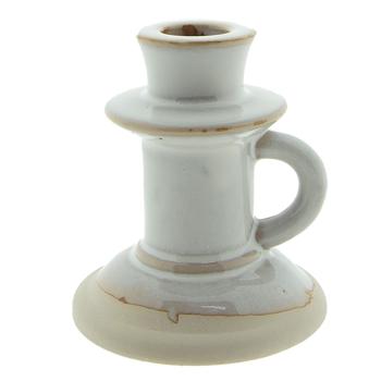 Béžový porcelánový svícen na úzkou svíčku Chrie - Ø 9*10 cm 6CE1519