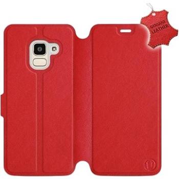 Flip pouzdro na mobil Samsung Galaxy J6 2018 - Červené - kožené -   Red Leather (5903226501175)