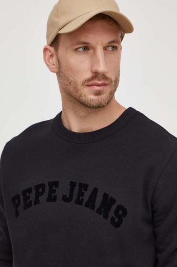 Bavlněná mikina Pepe Jeans Randall pánská, černá barva, s potiskem, PM582557