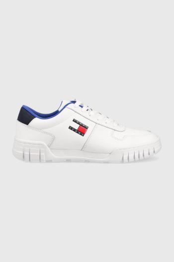 Kožené sneakers boty Tommy Jeans Retro Leather Cupsole Tjm Ess bílá barva