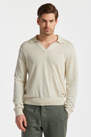 SVETR GANT COTTON LINEN POLO PUTTY