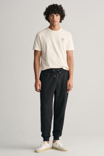 TEPLÁKY GANT LOGO SCRIPT JERSEY PANTS BLACK