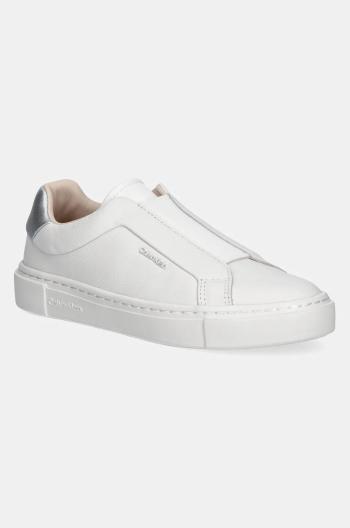 Kožené sneakers boty Calvin Klein CUPSOLE SLIP ON W/ML - LTH bílá barva, HW0HW02289