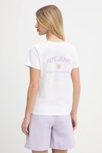 Bavlnené tričko Pepe Jeans dámske, biela farba, PL506109