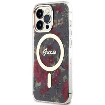 Guess PC/TPU Flowers IML MagSafe Kompatibilní Zadní Kryt pro iPhone 13 Pro Kaki (GUHMP13LHCFWSA)