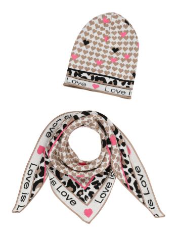 Zwillingsherz Sapka 'Love Is Love'  sötét bézs / rózsaszín / fekete / fehér