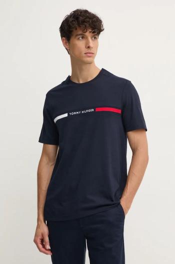 Bavlněné tričko Tommy Hilfiger tmavomodrá barva, s aplikací, MW0MW37390