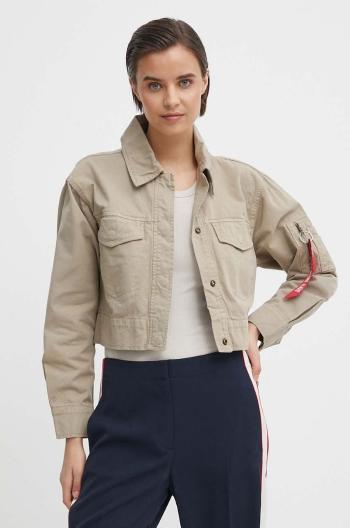 Bavlněná bunda Alpha Industries béžová barva, oversize