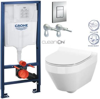 Rapid SL pro závěsné WC 38528SET s chromovou deskou + WC CERSANIT CLEANON CREA OVÁL + SEDÁTKO 38772001 CR1