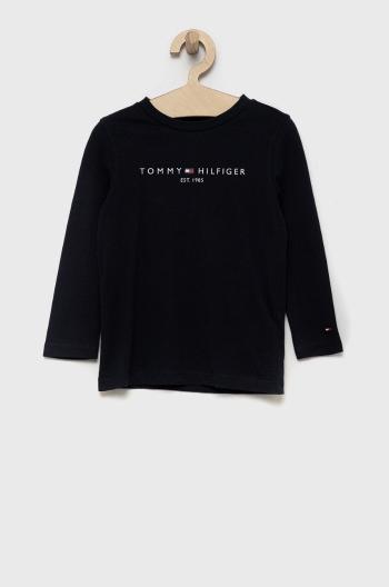 Dětské bavlněné tričko s dlouhým rukávem Tommy Hilfiger tmavomodrá barva