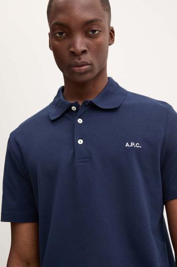 Bavlněné polo tričko A.P.C. polo standard GOTS tmavomodrá barva, COGWZ.H26342