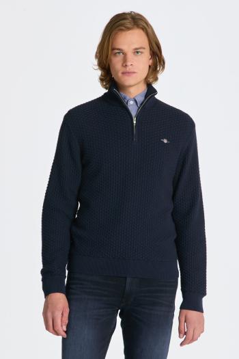 SVETR GANT COTTON TEXTURE HALFZIP EVENING BLUE