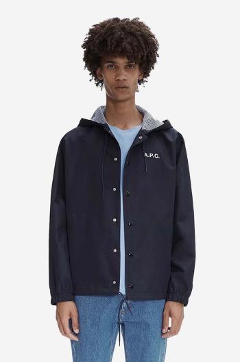 Bunda A.P.C. Blouson Greg pánská, tmavomodrá barva, přechodná, PSAHP-H02808 DARK NAVY