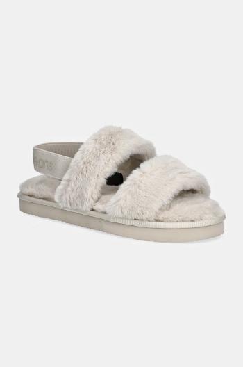 Pantofle Calvin Klein Jeans HOME VELCRO IN FUR béžová barva, YW0YW01595