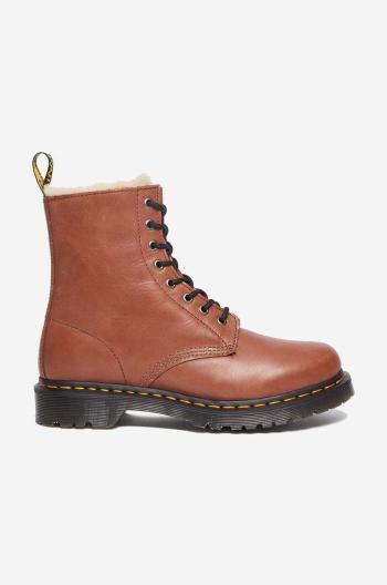 Kožené kotníkové boty Dr. Martens 1460 Serena dámské, hnědá barva, na plochém podpatku, lehce zateplené, DM27782225