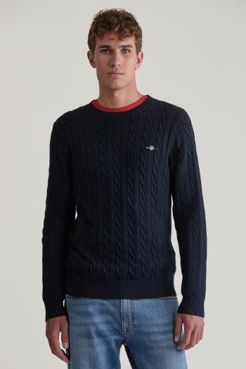 SVETR GANT COTTON CABLE C-NECK EVENING BLUE