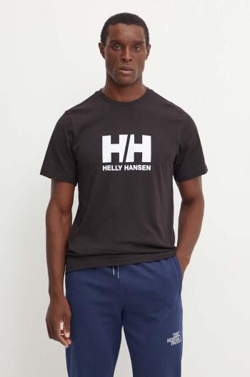 Bavlněné tričko Helly Hansen HH LOGO černá barva, s potiskem, 30396