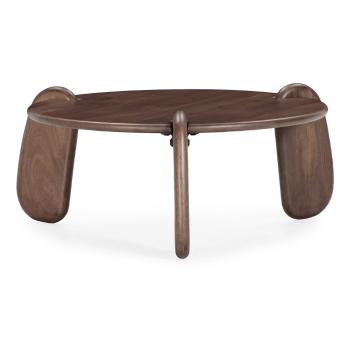 Sötétbarna mangófa kerek dohányzóasztal ø 80 cm Tamira – MOME