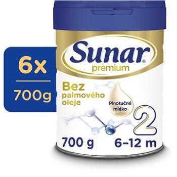 Sunar Premium 2 pokračovací kojenecké mléko, 6× 700 g  (8592084417642)