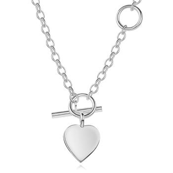Náhrdelník zo striebra 925, oválne očká retiazky, plochý prívesok srdca