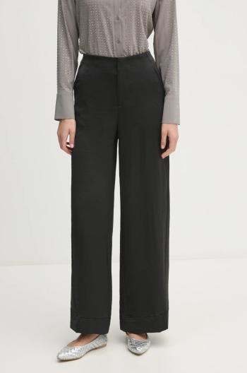 Kalhoty Dkny dámské, černá barva, široké, high waist, P4GKAX76