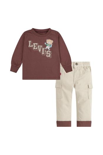 Kojenecká sada Levi's CLIMBING LEVI TEE & CARGO hnědá barva, 6EL311