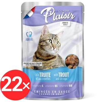 Plaisir Cat kapsička pstruh + krevety 22 × 100 g (8595657301010)