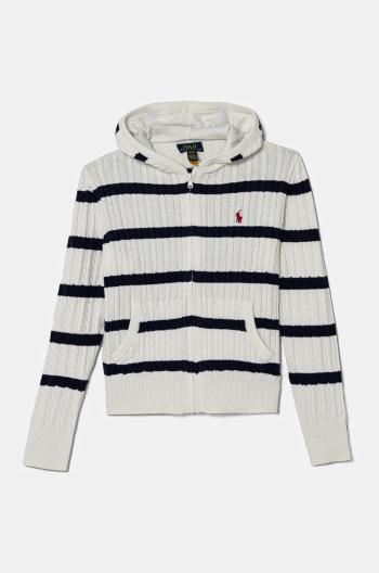 Dětský bavlněný kardigan Polo Ralph Lauren bílá barva, 313956836001