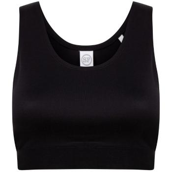 SF (Skinnifit) Dívčí crop top na ramínka - Černá / černá | 7-8 let