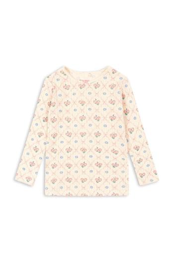 Dětské bavlněné tričko s dlouhým rukávem Konges Sløjd MINNIE BLOUSE GOTS béžová barva, KS101605