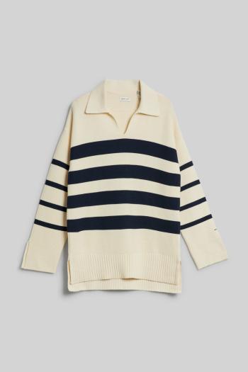 SVETR GANT STRIPED BRETON KNITTED SWEATER CREAM