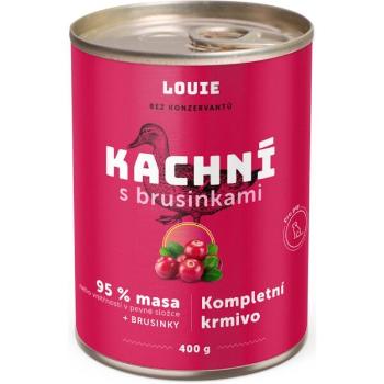 LOUIE KACHNÍ S BRUSINKAMI 400 G Psí konzerva, růžová, velikost