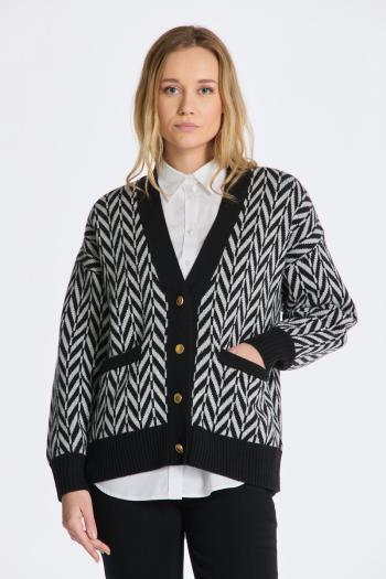 SVETR GANT MULTICOLOR HERRINGBONE CARDIGAN EBONY BLACK