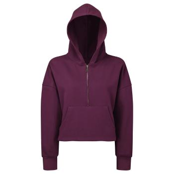TriDri® Dámská mikina s 1/2 zipem a kapucí - Fuchsiová | XS