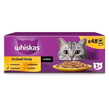 Whiskas kapsičky drůbeží výběr ve šťávě pro dospělé kočky 48 × 85 g (3065890154827)