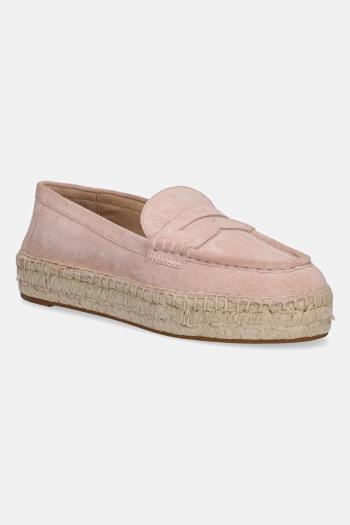 Semišové espadrilky Lauren Ralph Lauren Luize Loafer ružová farba, 802953958009