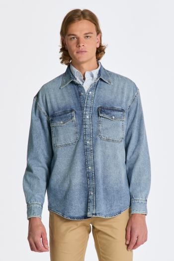 KOŠILE GANT OS DENIM SHIRT LIGHT BLUE WORN IN