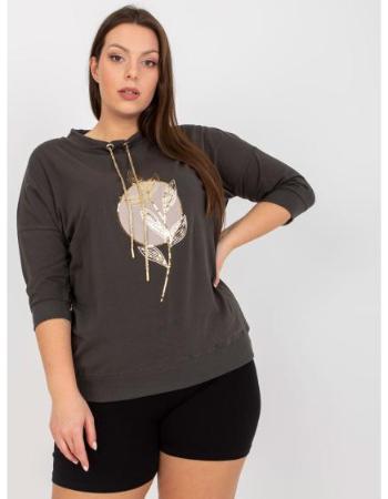 Dámská halenka s 3/4 rukávy plus size ARCENIA khaki 