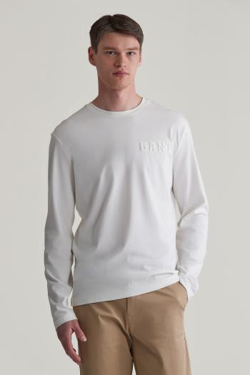 TRIČKO GANT EMBOSSED LS TSHIRT EGGSHELL