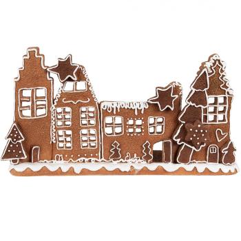 Svícen perníkové městečko na 4 čajové svíčky Gingerbread House - 27*9*15 cm 6PR4357