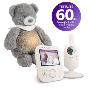 Philips AVENT Chůvička dětská video SCD891/26+NATTOU Uspáváček 4v1 Sleepy Bear Grey 0m+